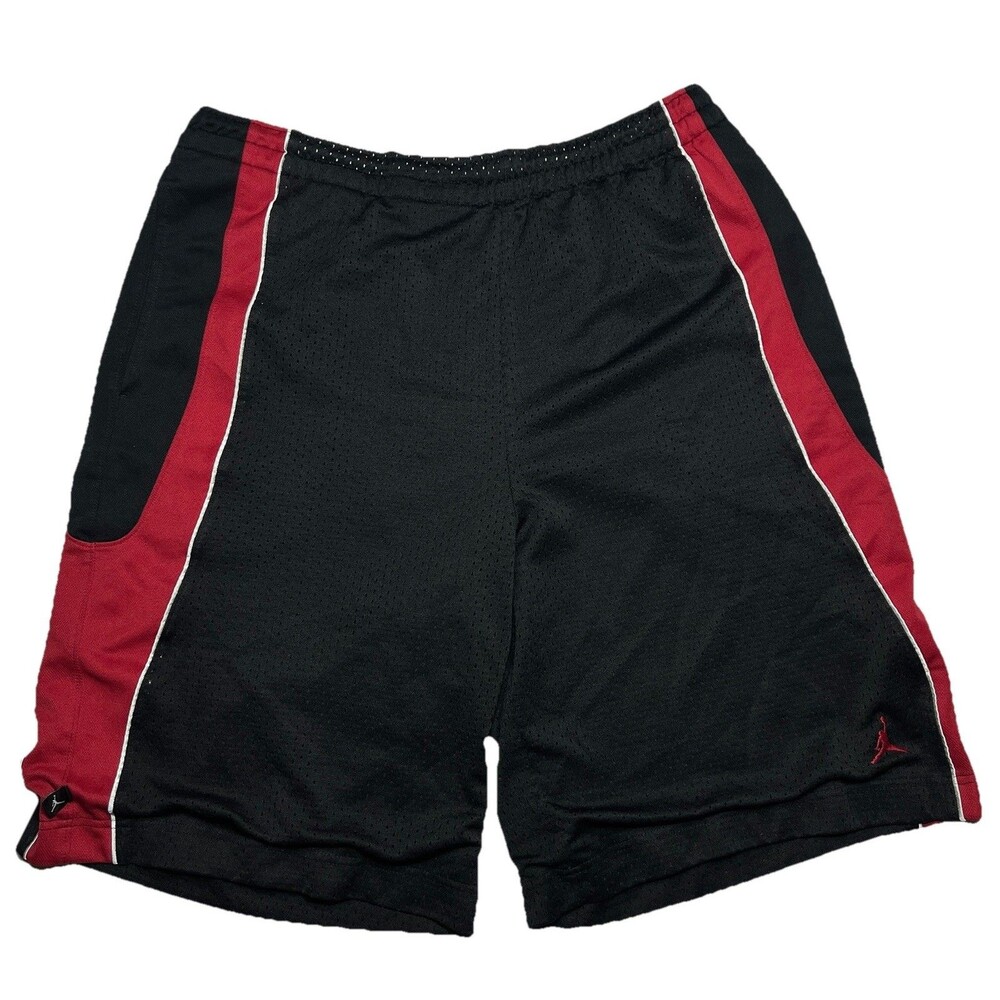 Nike Air Jordan Y2k  Men’s Size XL  Mesh Basketball Shorts Black Red Bred Lined